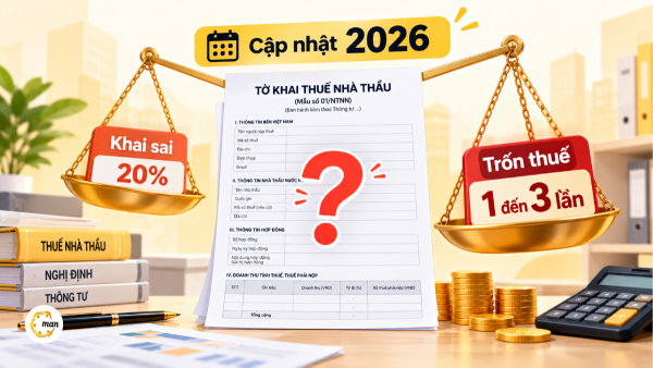 Không khai thuế nhà thầu nước ngoài bị phạt trốn thuế từ 1 đến 3 lần số thuế hay khai sai 20% năm 2026