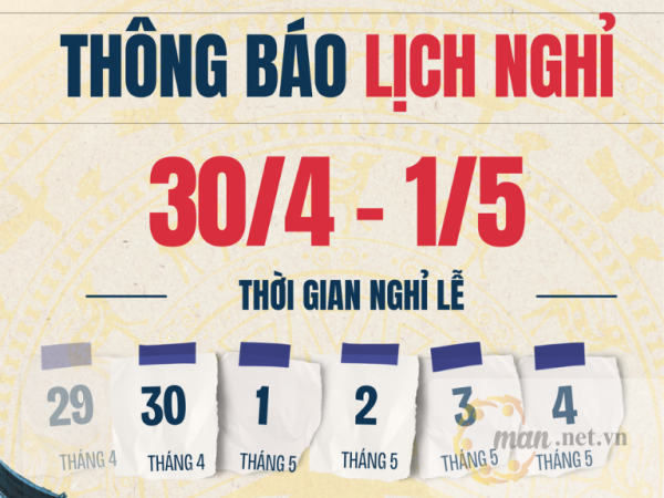Thông báo lịch nghỉ lễ 30/4 và 1/5