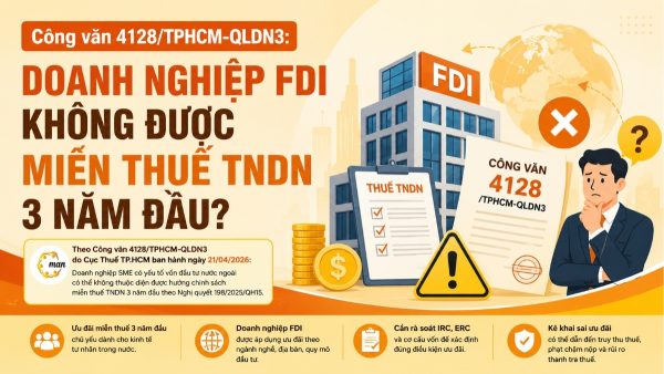 Công văn 4128/TPHCM-QLDN3: Doanh nghiệp FDI không được miễn thuế TNDN 3 năm đầu?