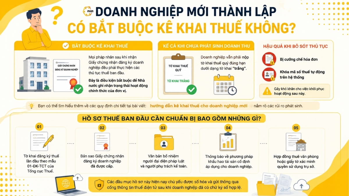 Doanh nghiệp mới thành lập có bắt buộc kê khai thuế không