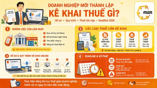 Doanh nghiệp mới thành lập kê khai thuế gì năm 2026?