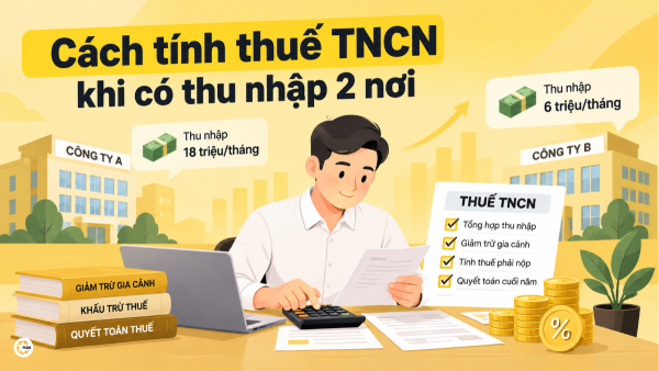 Cách tính thuế TNCN khi có thu nhập 2 nơi