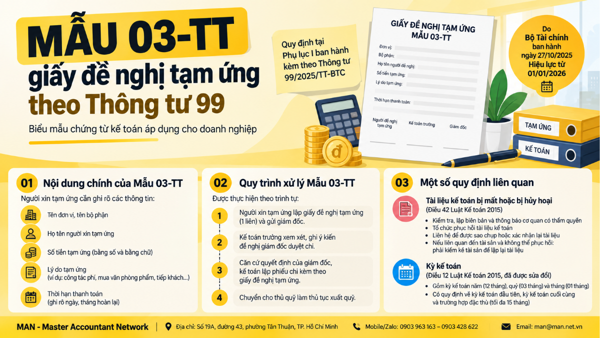 Mẫu 03-TT giấy đề nghị tạm ứng theo Thông tư 99