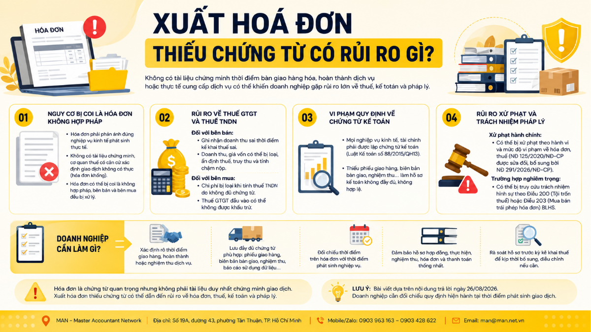 Xuất hoá đơn thiếu chứng từ có rủi ro gì